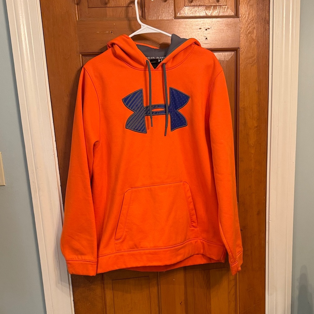 Under Armour Bright Orange Hoodie with Blue Logo